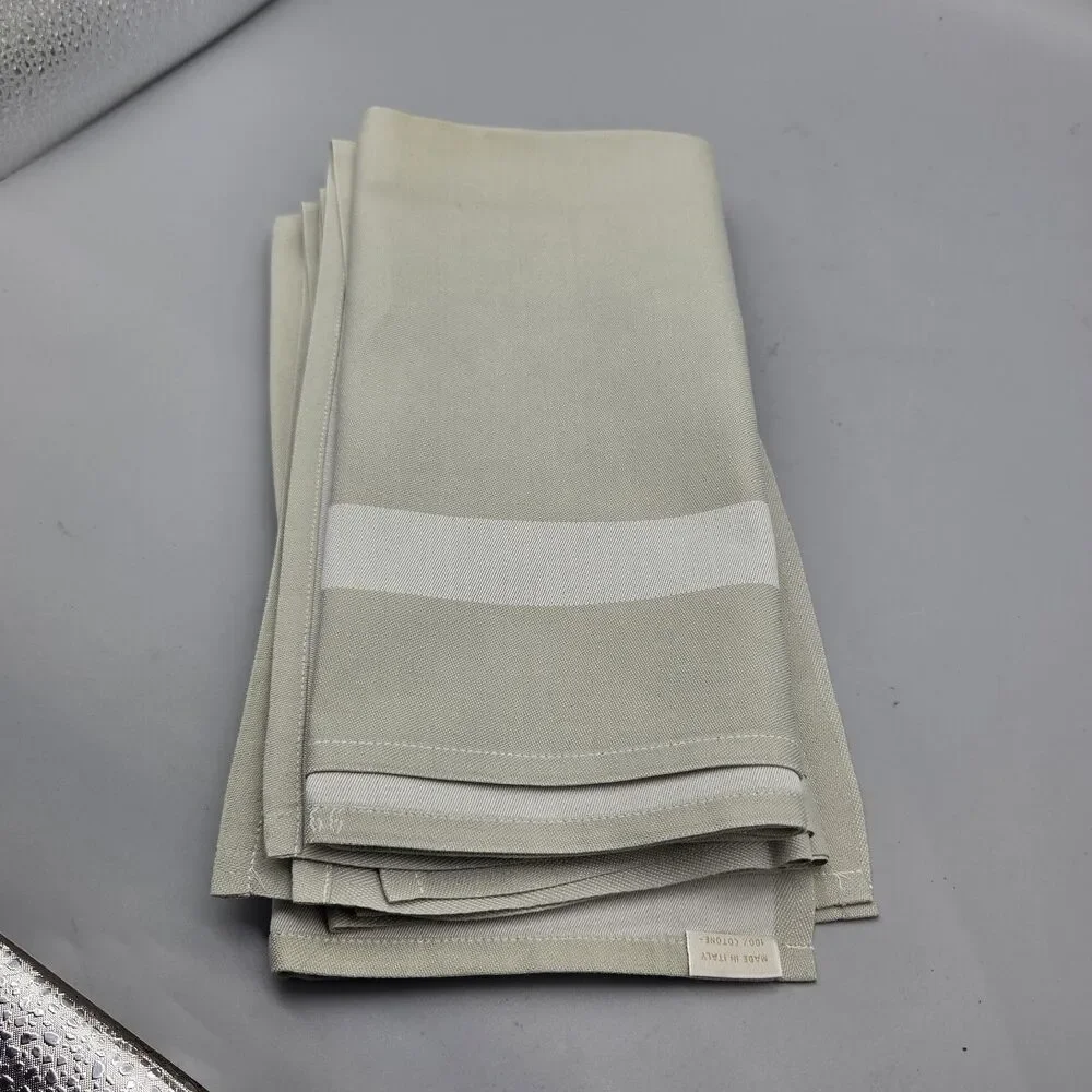 set (6) Rivolta Carmignani Cotton Napkins beige/White Square 22x22 Italy